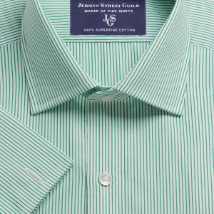 Green Edinburgh Stripe Poplin Men's Shirt Available in Four Fits (ESZ)