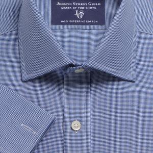 Navy Houndstooth Check Twill Men's Shirt Available in Four Fits (HTN)