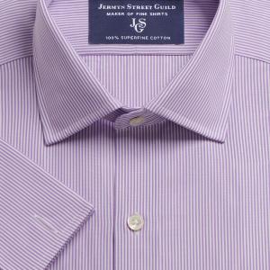 Purple French Bengal Stripe Poplin Men's Shirt Available in Four Fits (FBU)