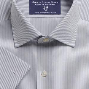 Grey French Bengal Stripe Poplin Men's Shirt Available in Four Fits (FBX)