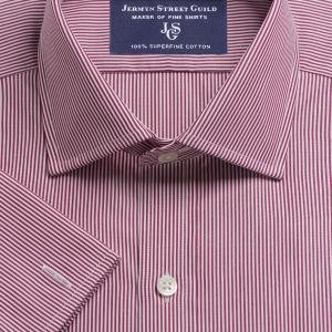 Burgundy French Bengal Stripe Poplin Men's Shirt Available in Four Fits (FBD)