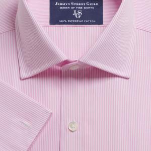 Pink French Bengal Stripe Poplin Men's Shirt Available in Four Fits (FBP)