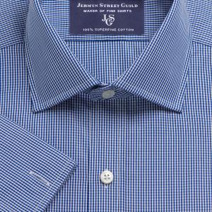 Navy Gingham Check Poplin Men's Shirt Available in Four Fits (GCN)
