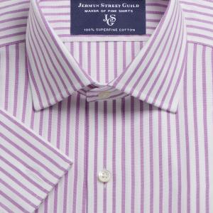 Purple Fyfe Stripe Oxford Men's Shirt Available in Four Fits (FYU)