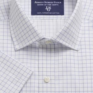 Navy Gloucester Check Twill Men's Shirt Available in Four Fits (GLN)