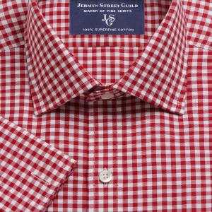 Red Gingham Oxford Check Men's Shirt Available in Four Fits (GOR)