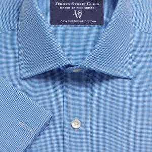 Blue Houndstooth Check Twill Men's Shirt Available in Four Fits (HTB)