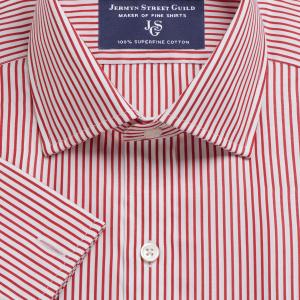 Red Knightsbridge Stripe Poplin Men's Shirt Available in Four Fits (KBR)