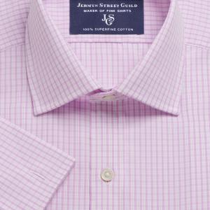 Pink Kensington Check Poplin Men's Shirt Available in Four Fits (KCP)