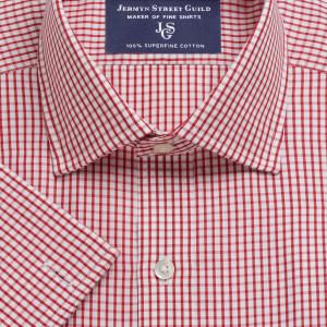 Red Knightsbridge Check Poplin Men's Shirt Available in Four Fits (KGR)