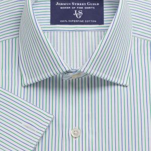 Green Marylebone Stripe Twill Men's Shirt Available in Four Fits (MBZ)