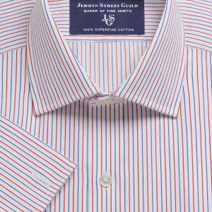 Red Marylebone Stripe Twill Men's Shirt Available in Four Fits (MBR)