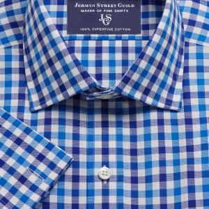 Royal Blue Murrayfield Check Royal Oxford Men's Shirt Available in Four Fits (MDQ)