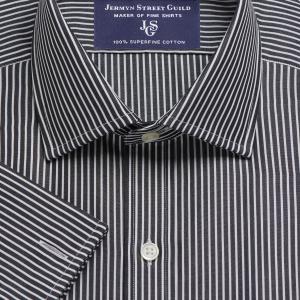 Black Mayfair Stripe Poplin Men's Shirt Available in Four Fits (MSK)