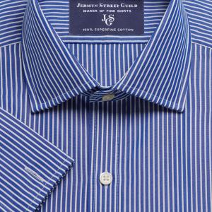 Navy Mayfair Stripe Poplin Men's Shirt Available in Four Fits (MSN)