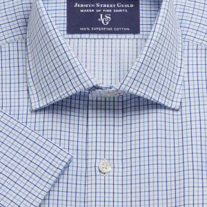 Blue Marylebone Check Twill Men's Shirt Available in Four Fits (MYB)