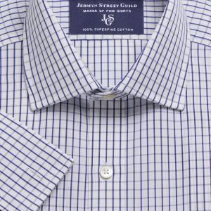 Navy Piccadilly Check Poplin Men's Shirt Available in Four Fits (PCN)