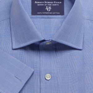 Navy Large Prince of Wales Check Poplin Men's Shirt Available in Four Fits (PLN)