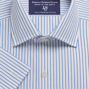 Blue Piccadilly Stripe Poplin Men's Shirt Available in Four Fits (PSB)