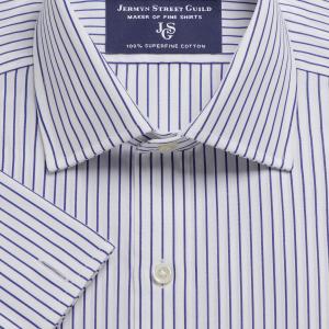 Navy Piccadilly Stripe Poplin Men's Shirt Available in Four Fits (PSN)