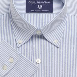 Navy Rugby Stripe Oxford Men's Shirt Available in Four Fits (RSN)