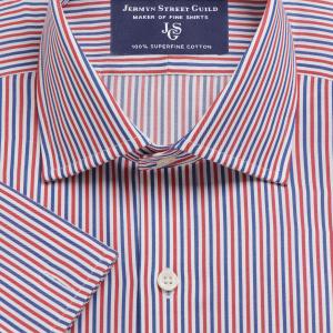Red Sackville Stripe Twill Men's Shirt Available in Four Fits (SVR)