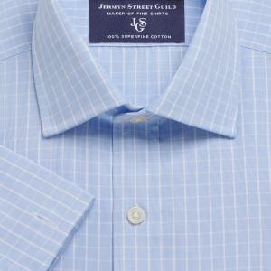 Sky Westminster Check Poplin Men's Shirt Available in Four Fits (WRS)