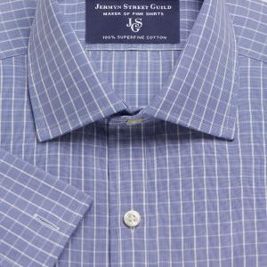 Navy Westminster Check Poplin Men's Shirt Available in Four Fits (WRN)
