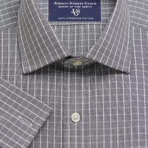 Charcoal Westminster Check Poplin Men's Shirt Available in Four Fits (WRJ)