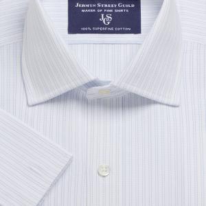 Sky Wellington Stripe Oxford Men's Shirt Available in Four Fits (WGS)