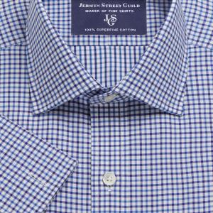 Blue Twickenham Check Twill Men's Shirt Available in Four Fits (TWB)