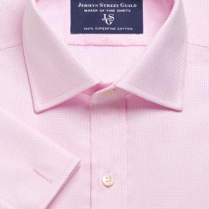 Non-Iron Pink Basketweave Dobby Men's Shirt Available in Four Fits (*BWP)