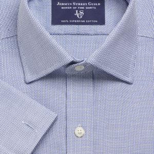 Non-Iron Navy Basketweave Dobby Men's Shirt Available in Four Fits (*BWN)