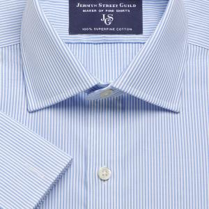 Non-Iron Sky French Bengal Stripe Poplin Men's Shirt Available in Four Fits (*FBS)