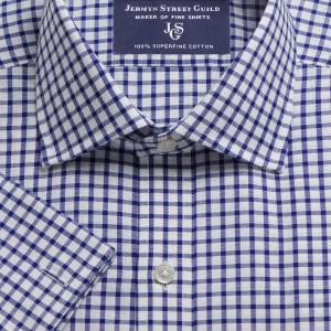 Navy Fyfe Check Oxford Men's Shirt Available in Four Fits (FFN)