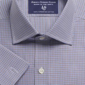 Brown & Blue Frogmore Check Twill Men's Shirt Available in Four Fits (FGC)